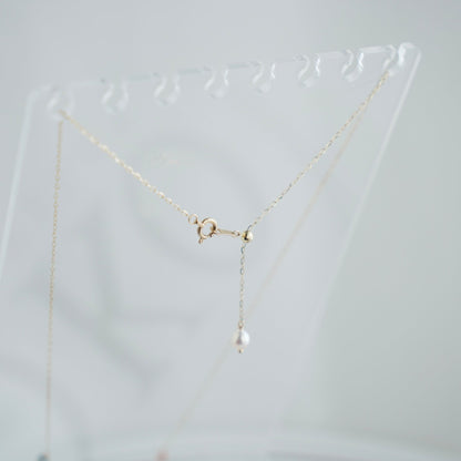 Gold Heart Akoya Pearl Pendant Mixed Color Sapphire Station Necklace 10K Gold - KOKOPEARLJEWELRY - 10