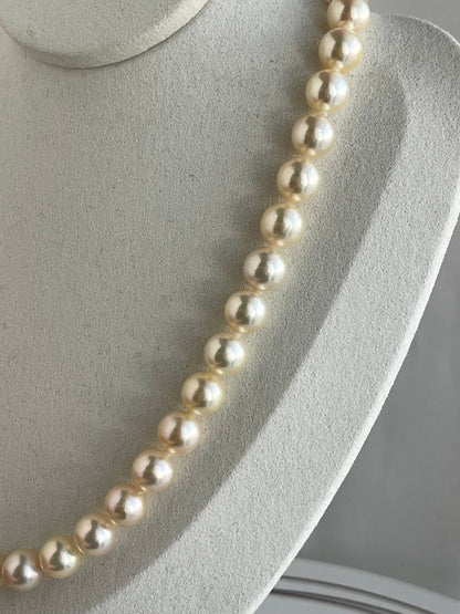 Rare Size 9mm Cream Golden Akoya Pearl Strand Necklace - KOKOPEARLJEWELRY - 8