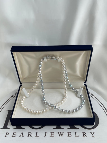 81cm Double Color Baroque Shaped 8.5mm Akoya Pearl Long Strand Necklace