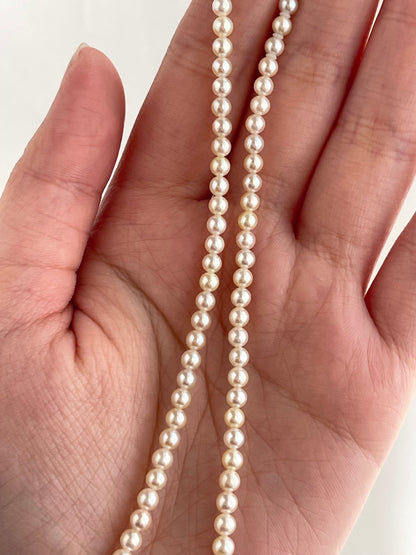 Rare Sized 3.5mm Cream Golden Tone Akoya Pearl Strand Necklace - KOKOPEARLJEWELRY - 8