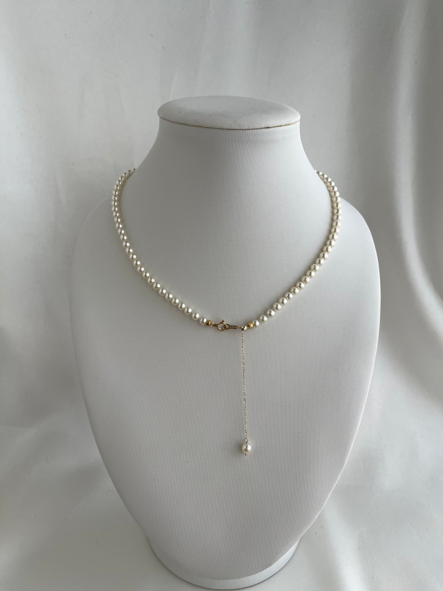 Rare 4mm 4.5mm Light Champagne Golden Akoya Pearl Strand Necklace K18YG