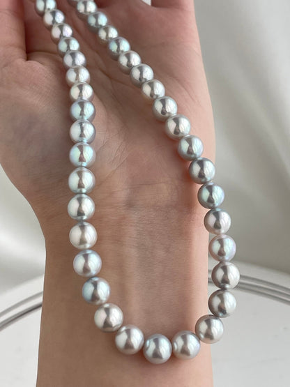 7.5mm Natural Silver Blue Akoya Pearl Strand Necklace