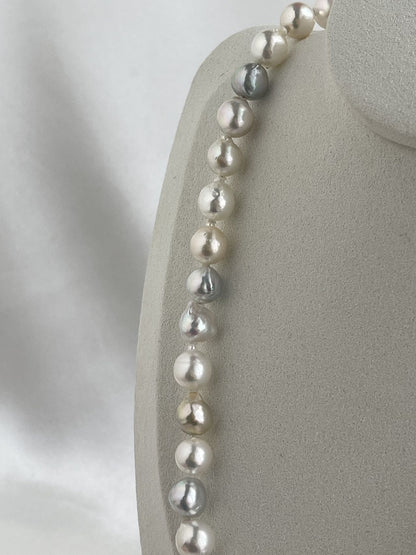 8.5-9.5mm Natural Rainbow Color Baroque Akoya Pearl Strand Necklace