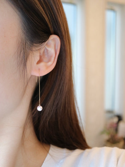 6.5mm Akoya Pearl Drop String Earrings 18K Yellow Gold - KOKOPEARLJEWELRY - 2
