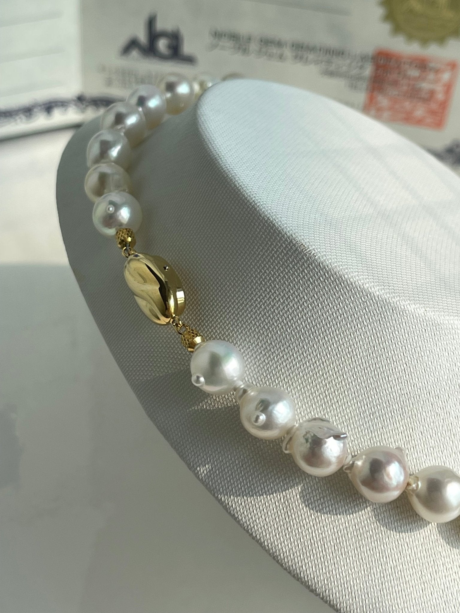 Certified Natural Rainbow Color 9mm Baroque Akoya Pearl Strand Necklace - KOKOPEARLJEWELRY - 8