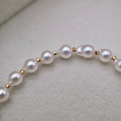 Rare 3.5mm Japanese Akoya Drop Pearl Bracelet K18YG