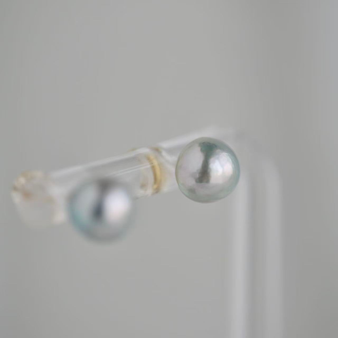 Pierced/Clip-On Type | 8.0mm Natural Silver Blue Baroque Akoya Pearl Stud Earrings