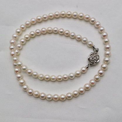 Only One Available | 37cm 4.5mm Creamy White Akoya Pearl Strand Necklace - KOKO PEARL JEWELRY - 1
