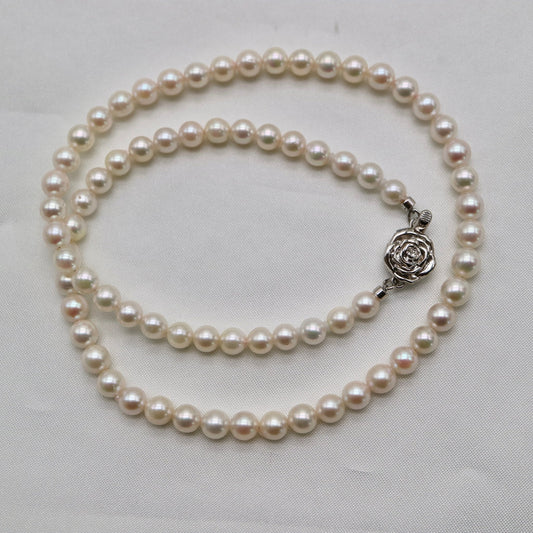 Only One Available | 37cm 4.5mm Creamy White Akoya Pearl Strand Necklace - KOKO PEARL JEWELRY - 1