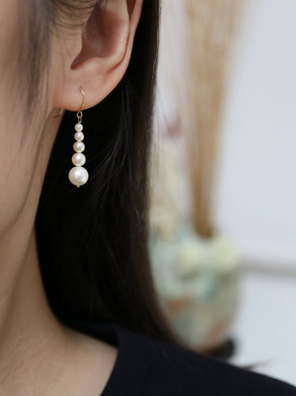 Champagne Golden Gradient Sized Akoya Pearl Hook Earrings - KOKOPEARLJEWELRY - 3