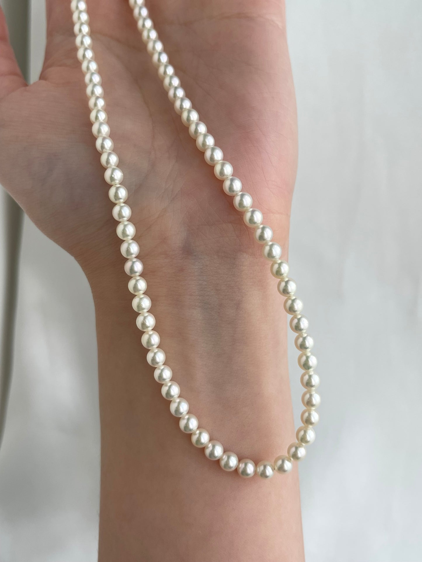 Rare 4mm 4.5mm Light Champagne Golden Akoya Pearl Strand Necklace K18YG