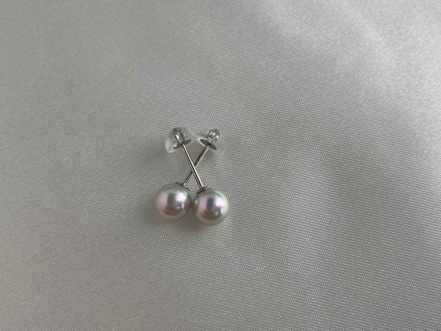 5mm 5.5mm 天然シルバー ブルー アコヤ ペア スタッド ピアス プラチナ pt900