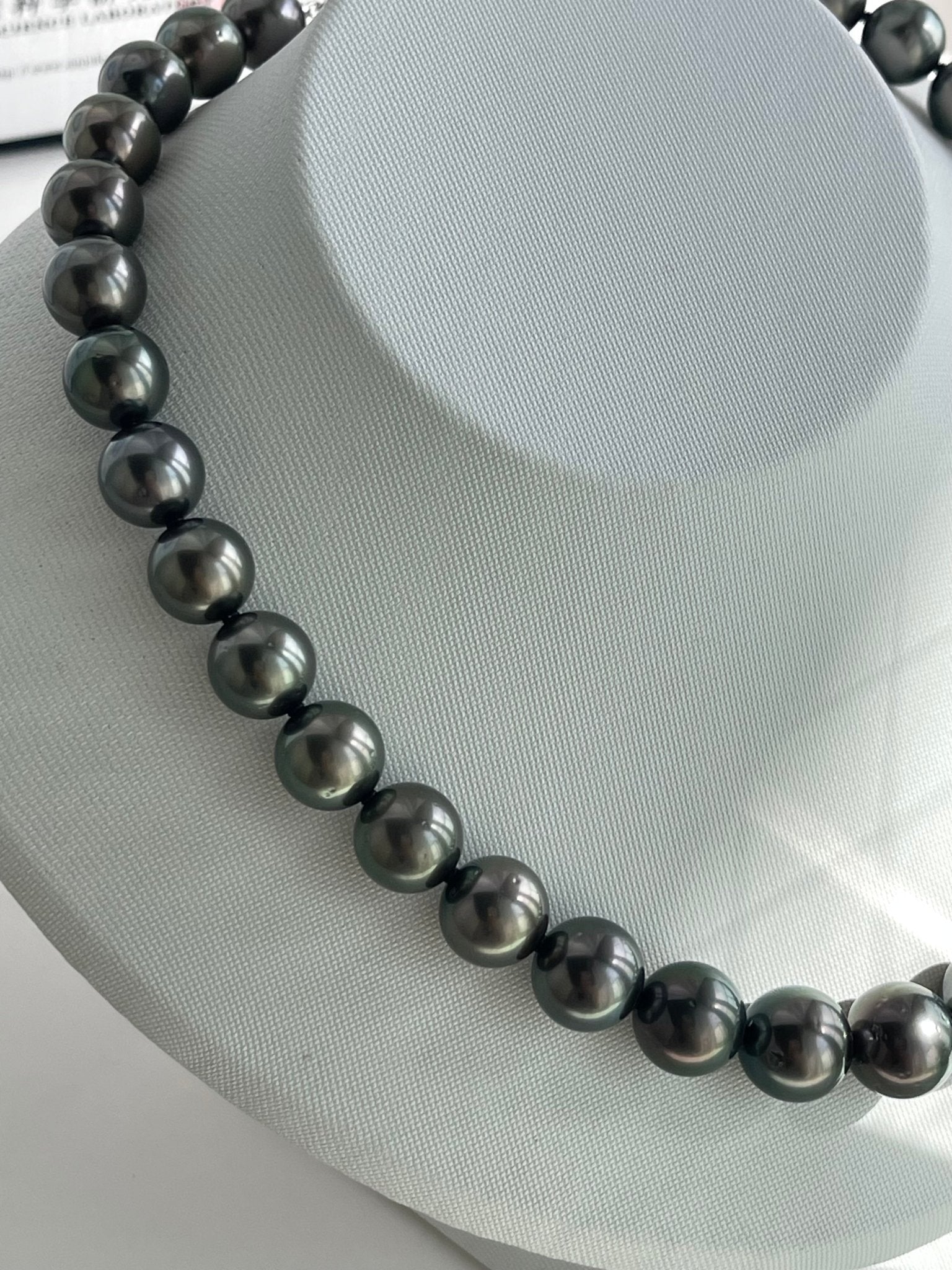 Top Class 11 - 13.3mm Tahitian Pearl Strand Necklace with Aurora Peacock Certificate by PSL - KOKOPEARLJEWELRY - 8