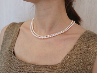 Rare 4mm 4.5mm Light Champagne Golden Akoya Pearl Strand Necklace K18YG