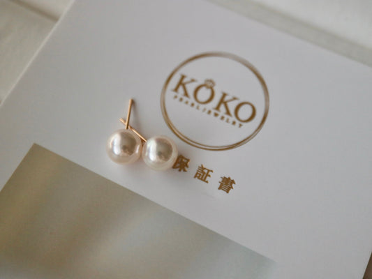 8mm アコヤ真珠スタッドピアス 18K イエローゴールド