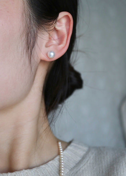 8mm Akoya Pearl Stud Earrings 18K Yellow Gold - KOKOPEARLJEWELRY - 1