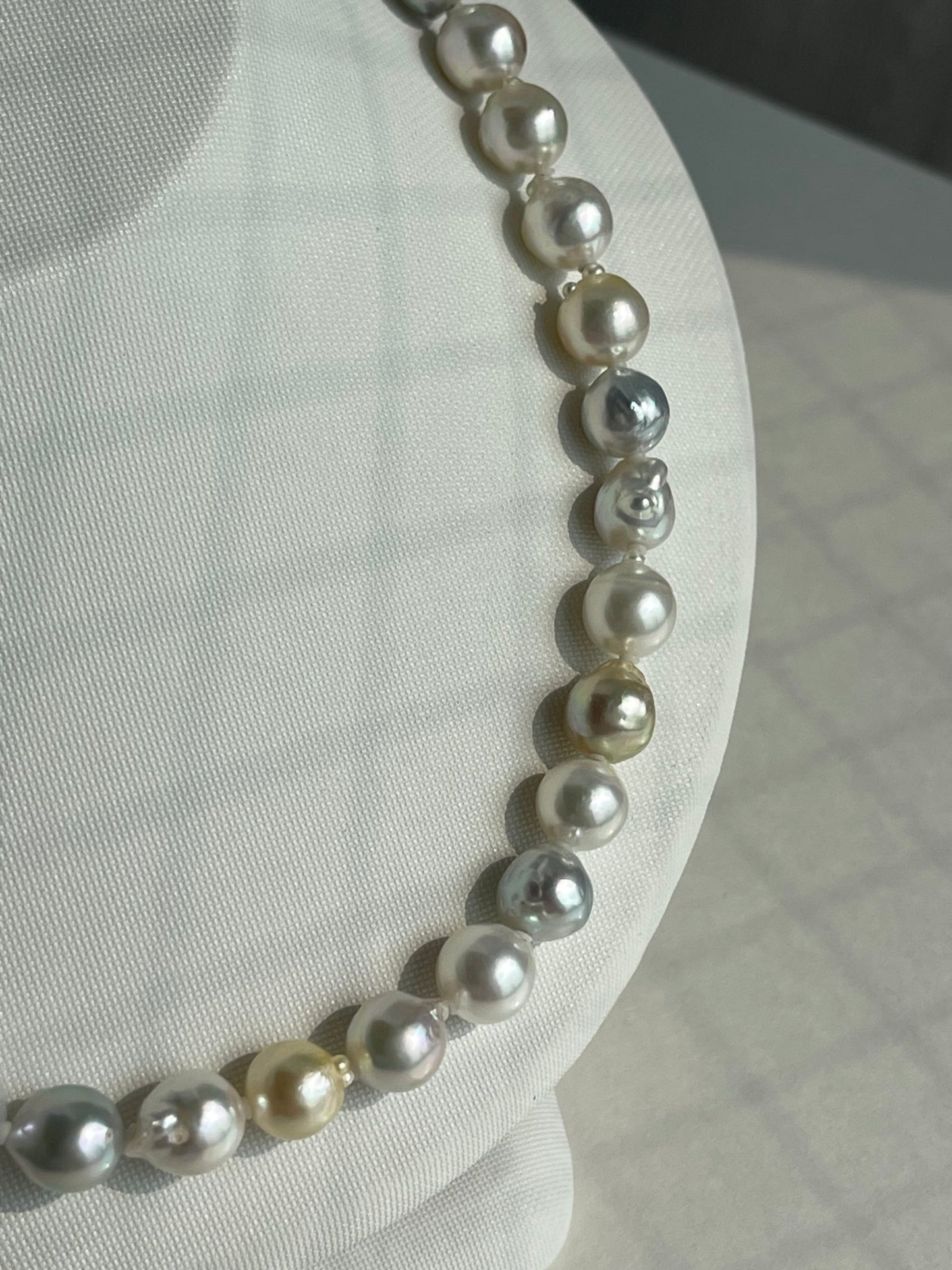 Certified Natural Rainbow Color 9mm Baroque Akoya Pearl Strand Necklace - KOKOPEARLJEWELRY - 6