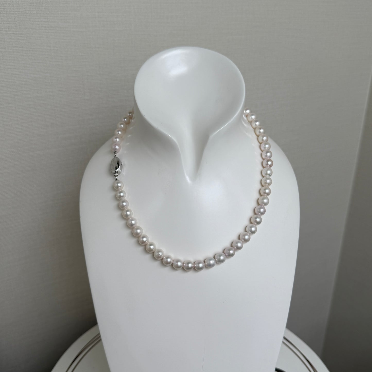 White Tone 7.5mm Akoya Pearl Beaded Necklace