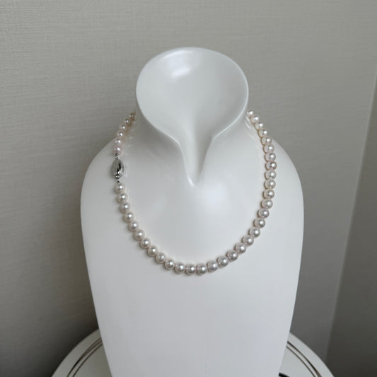 White Tone 7.5mm Akoya Pearl Beaded Necklace