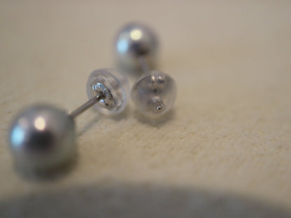 5mm 5.5mm 天然シルバー ブルー アコヤ ペア スタッド ピアス プラチナ pt900