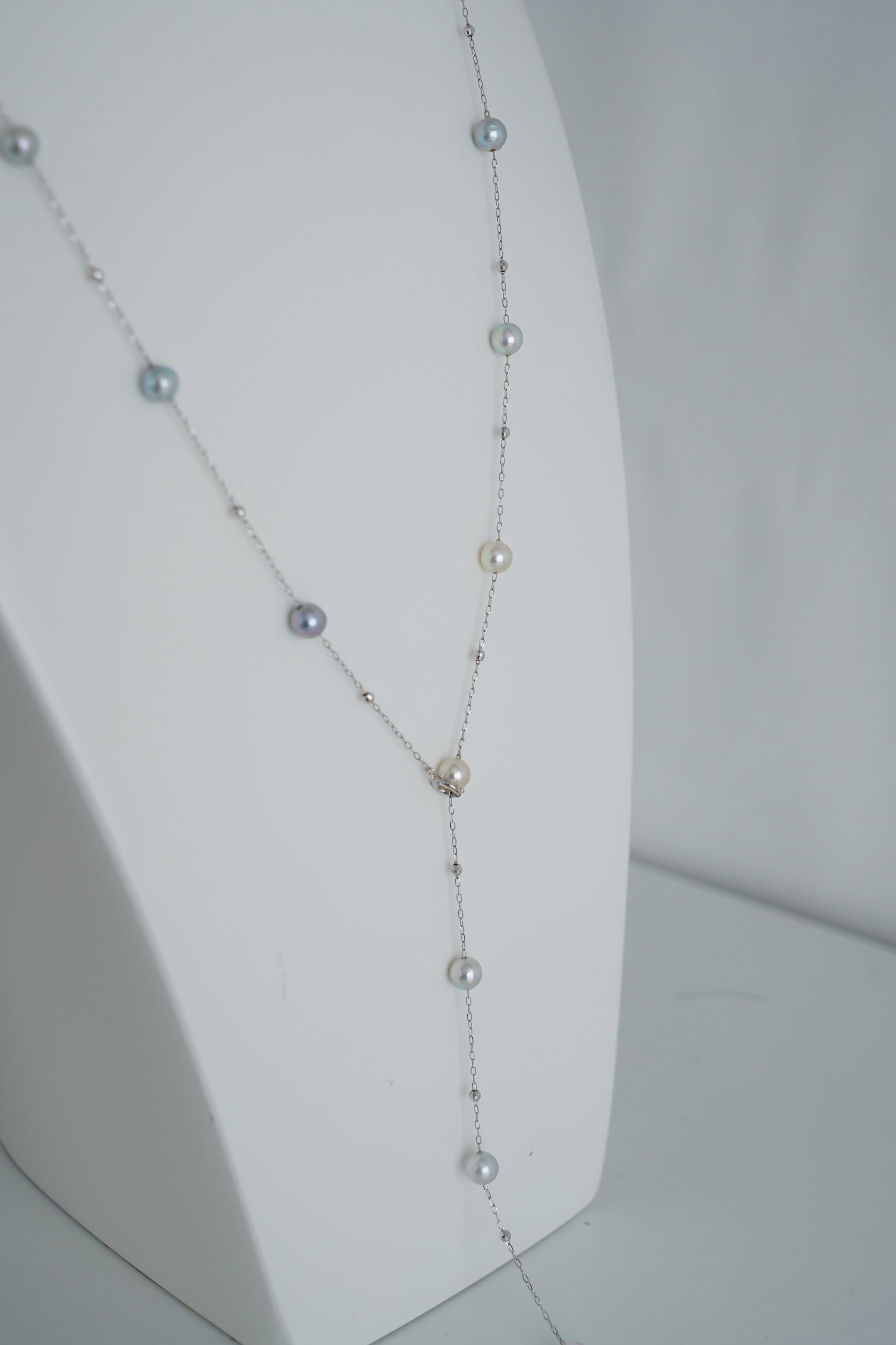 Natural 多色 Akoya 珍珠间隔项链 K18WG - KOKO PEARL JEWELRY - 8