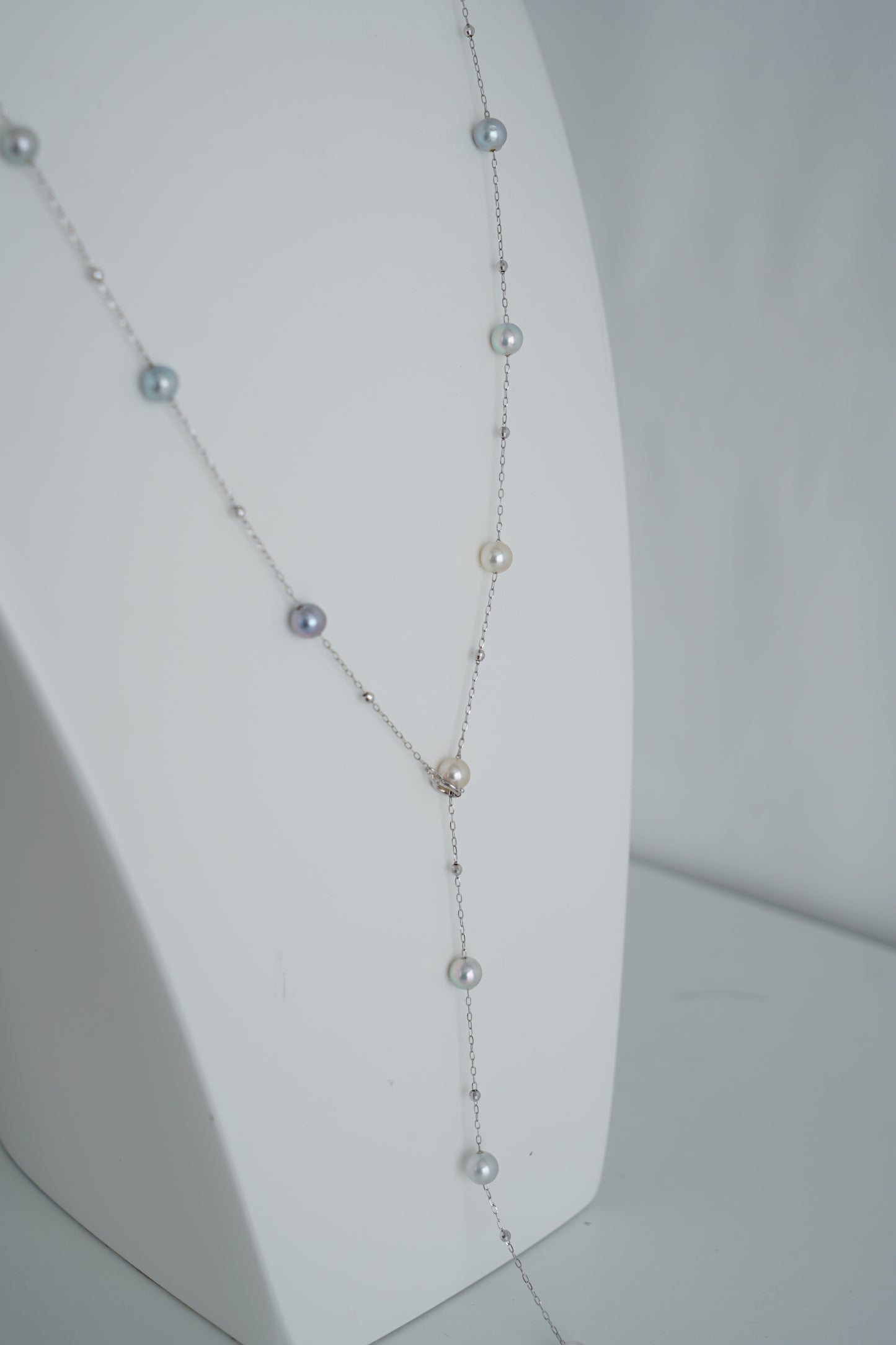 Natural Multiple Color Akoya Pearl Station Necklace K18WG