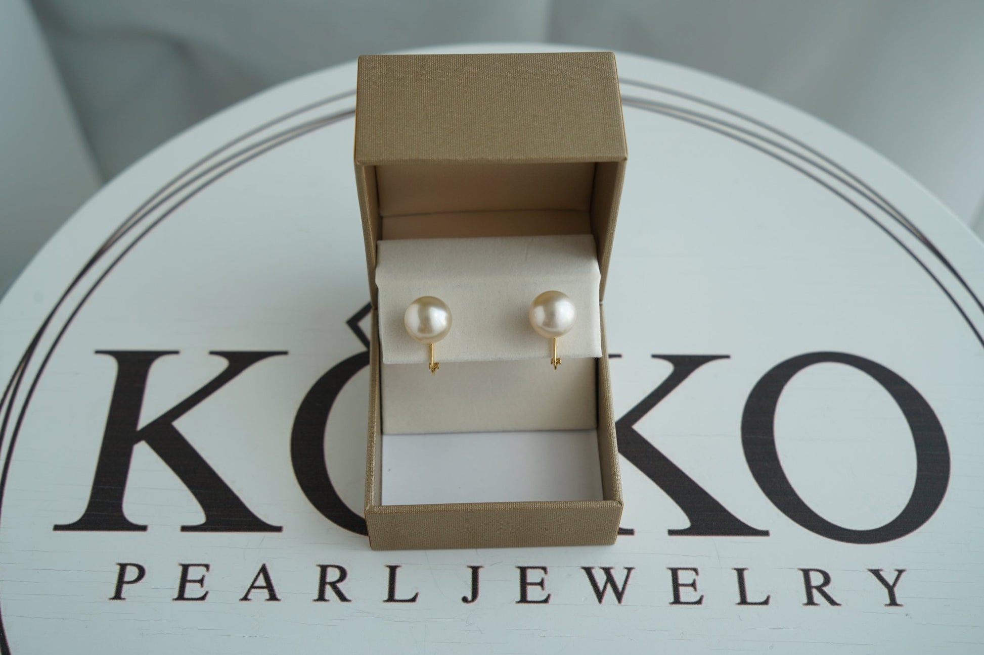 Clip Earrings Available | 11mm Natural Champagne Tone South Sea Pearl Stud Earrings 18KYG/SV - KOKOPEARLJEWELRY - 4