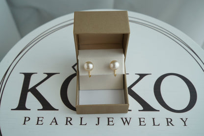 Clip Earrings Available | 11mm Natural Champagne Tone South Sea Pearl Stud Earrings 18KYG/SV - KOKOPEARLJEWELRY - 4