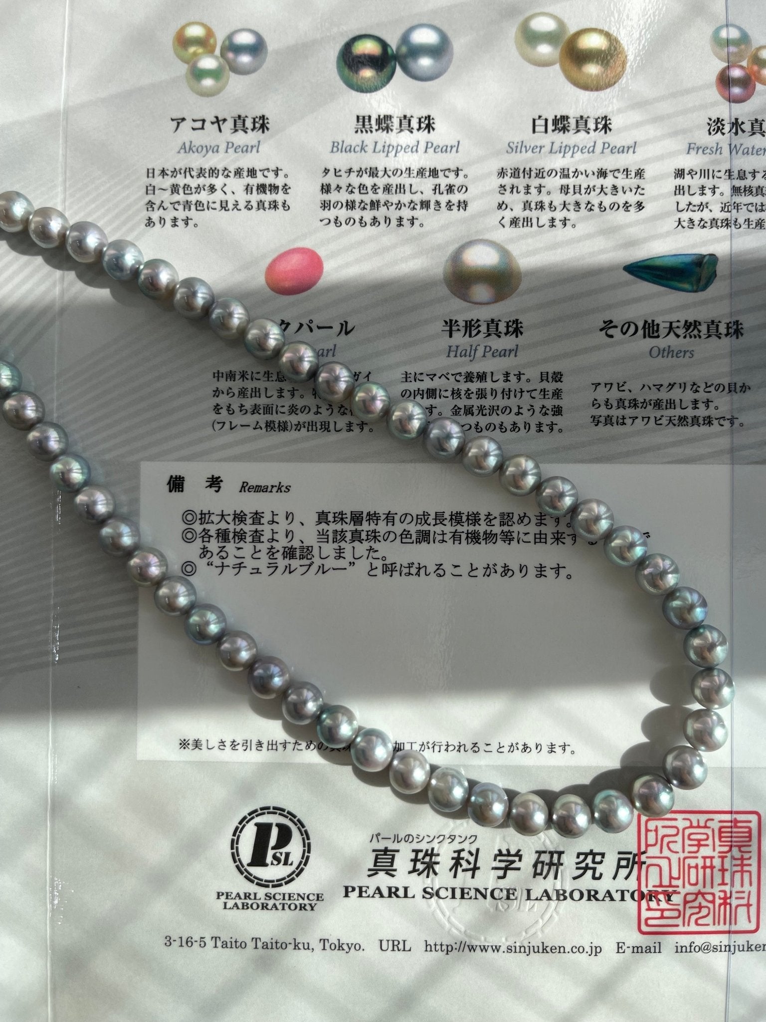 Natural Silver Blue 6.5mm Akoya Pearl Strand Necklace with Certificate by PSL - KOKOPEARLJEWELRY - 1