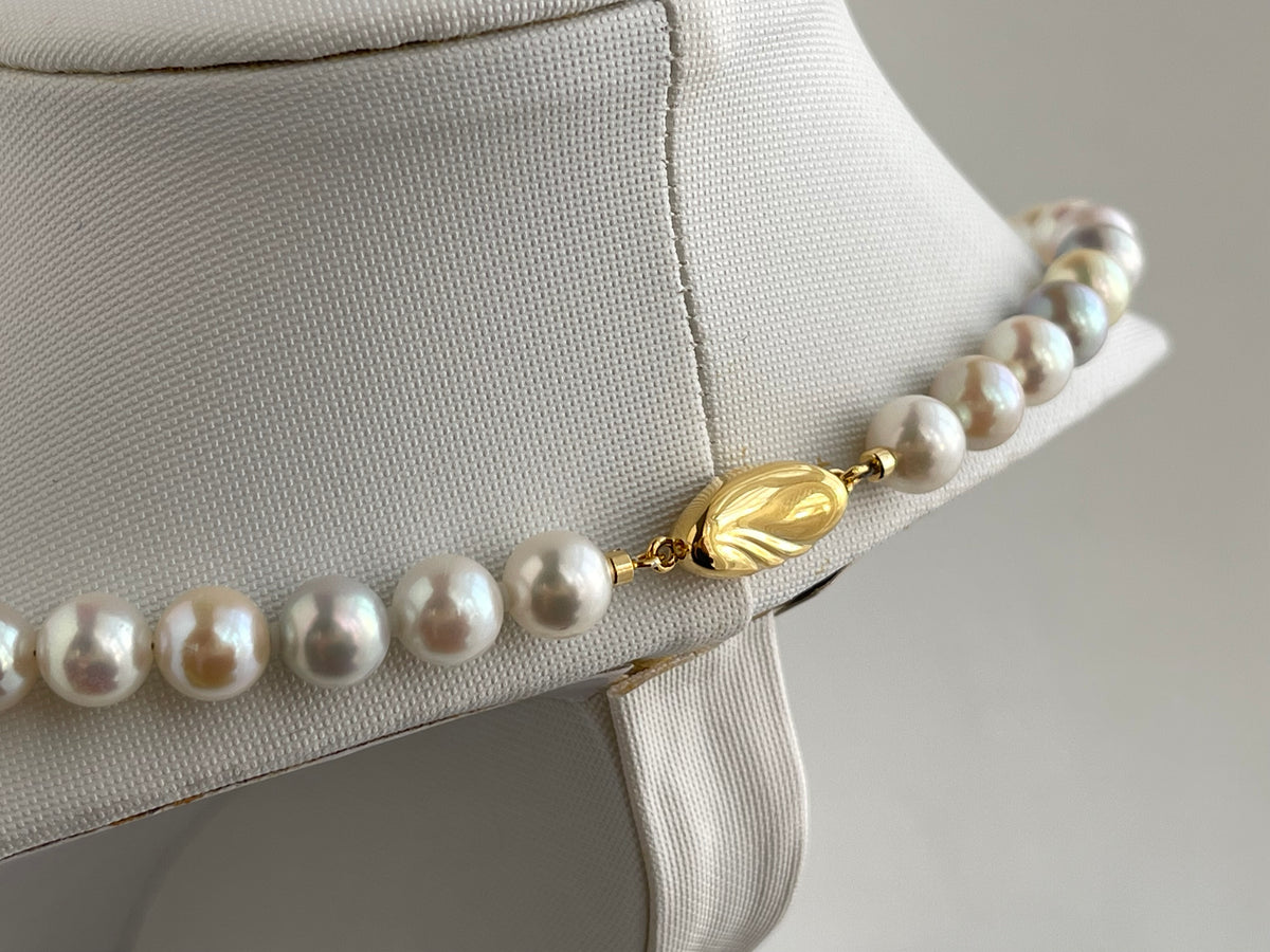 Rainbow Color 7.5mm Akoya Pearl Beaded Strand Necklace