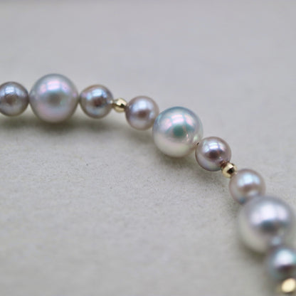 4+6mm Natural Silver Blue Akoya Pearl Beaded Bracelet K18YG