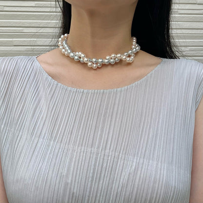 81cm Double Color Baroque Shaped 8.5mm Akoya Pearl Long Strand Necklace
