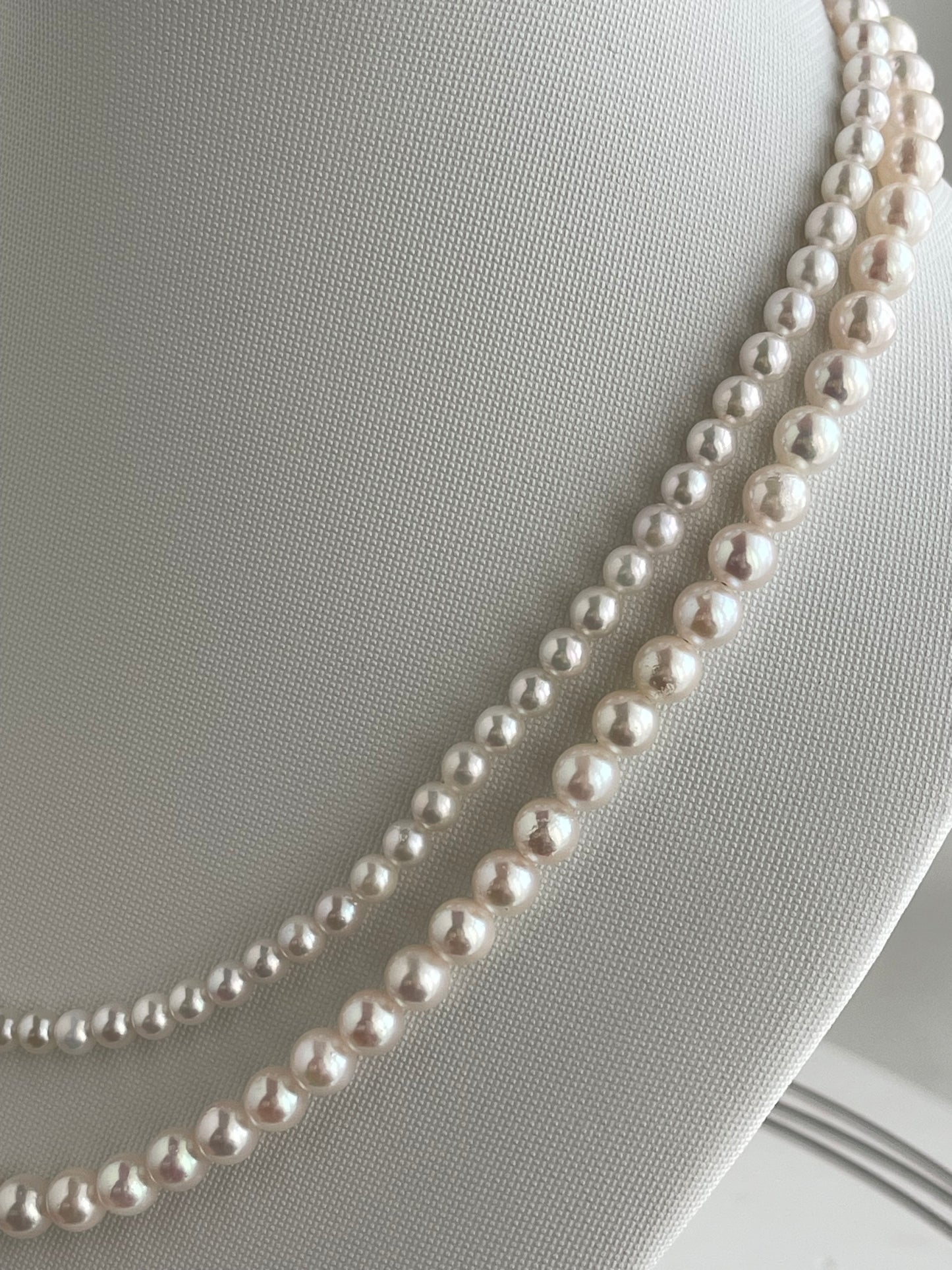 4.0+5.5mm Akoya Pearl Double Layered Strand Beaded Necklace