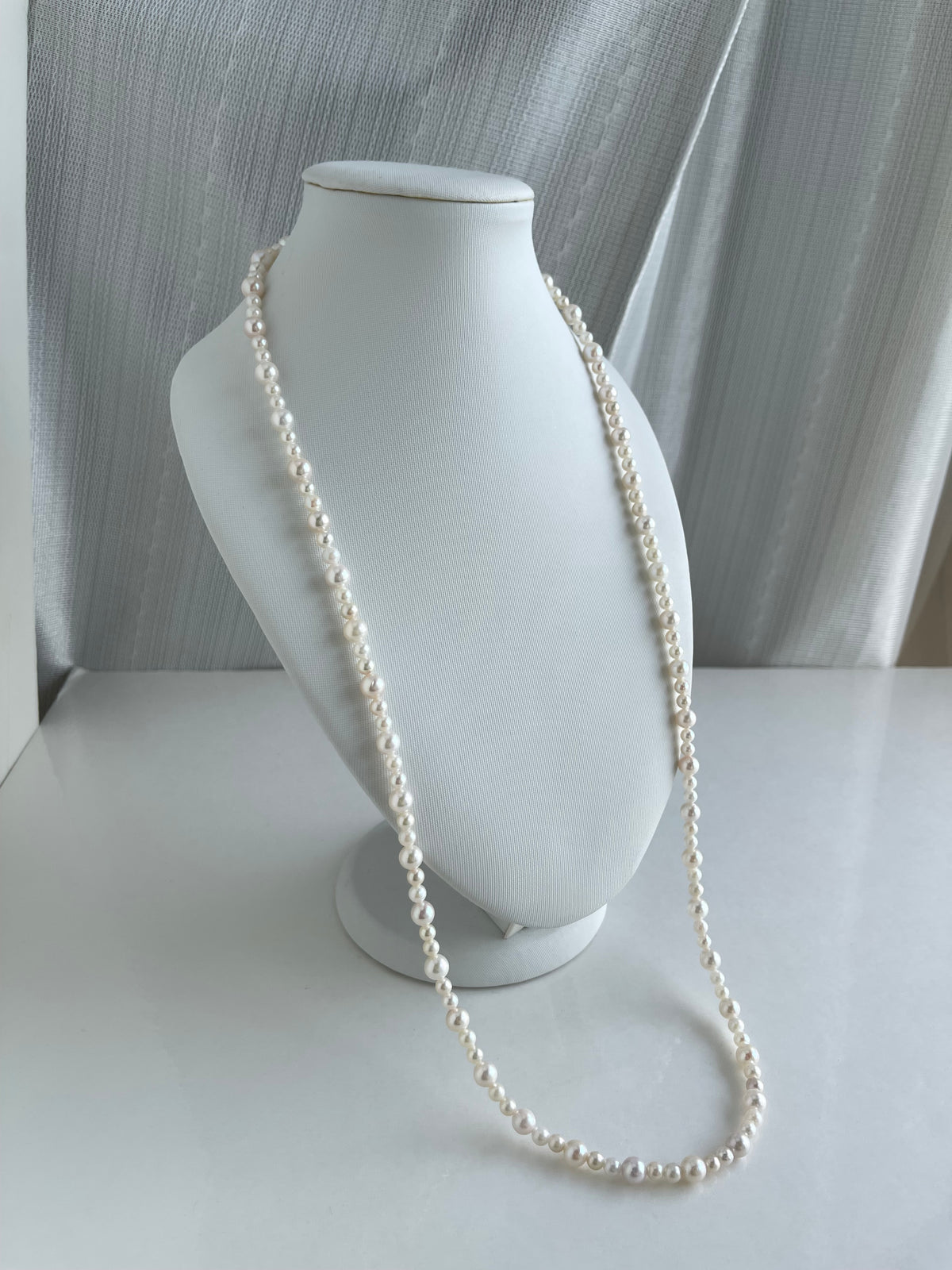 80cm Gradient Size 4.5+6.5mm White Akoya Pearl Beads Necklace