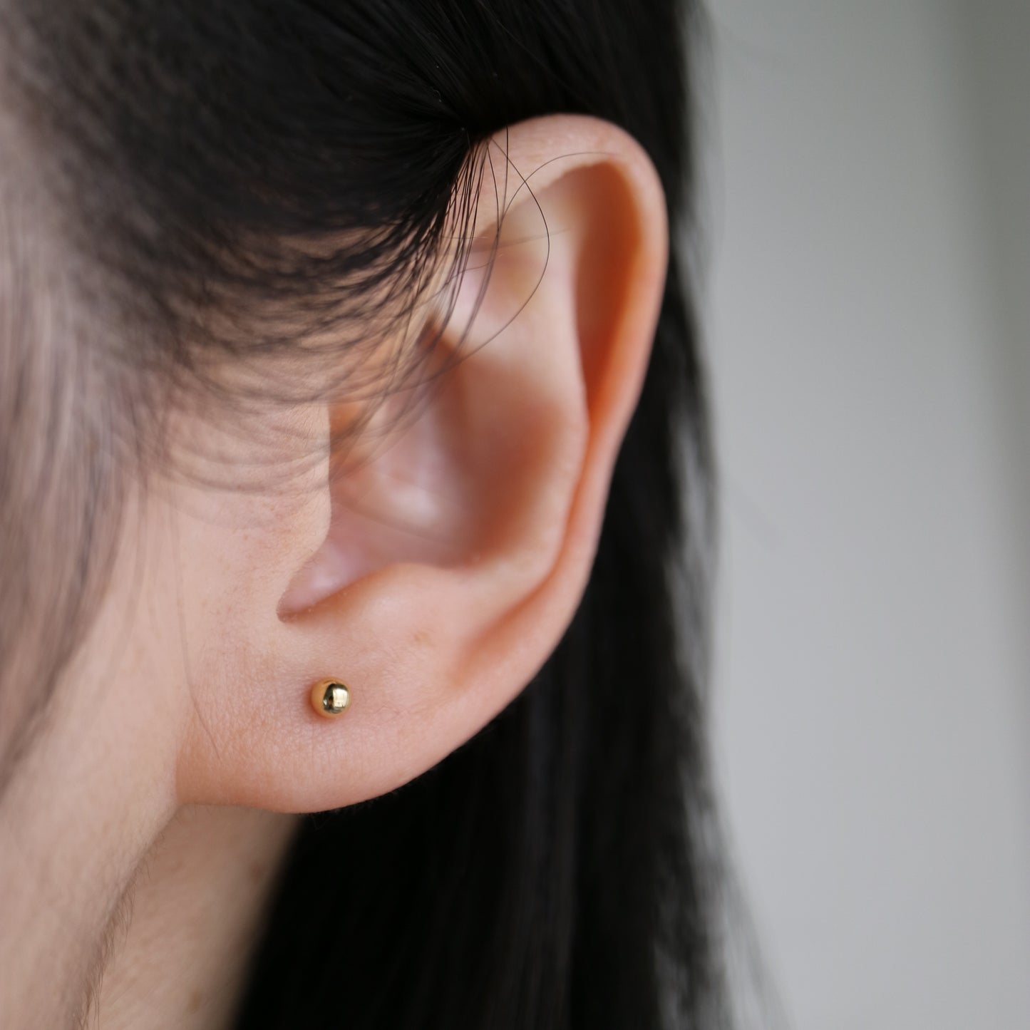 K18YG 3.0mm Small Ball Stud Earrings