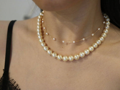 Rare Size 9mm Cream Golden Akoya Pearl Strand Necklace - KOKOPEARLJEWELRY - 3