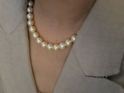 Rare Size 9mm Cream Golden Akoya Pearl Strand Necklace - KOKOPEARLJEWELRY - 4