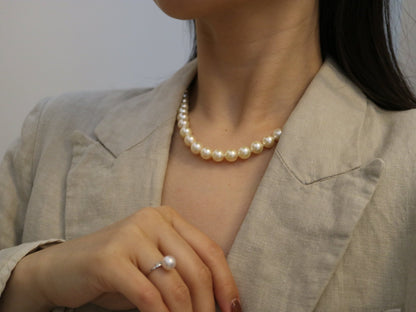 Rare Size 9mm Cream Golden Akoya Pearl Strand Necklace - KOKOPEARLJEWELRY - 5