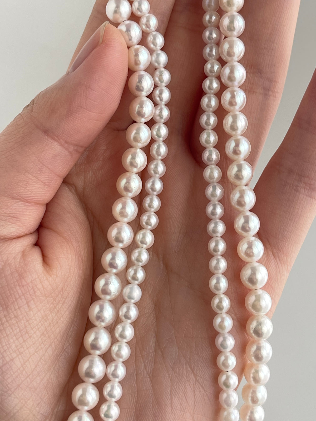 4.0+5.5mm Akoya Pearl Double Layered Strand Beaded Necklace