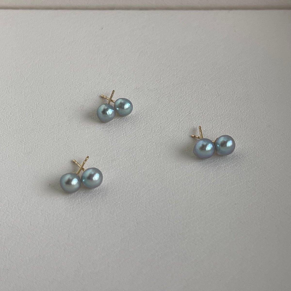 K14GF Baroque Shaped Natural Silver Blue Akoya Pearl Stud Earrings