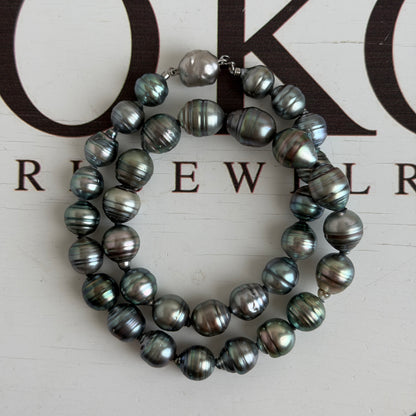 10.0-11.5mm Natural Circle Baroque Tahitian Pearl Beaded Necklace
