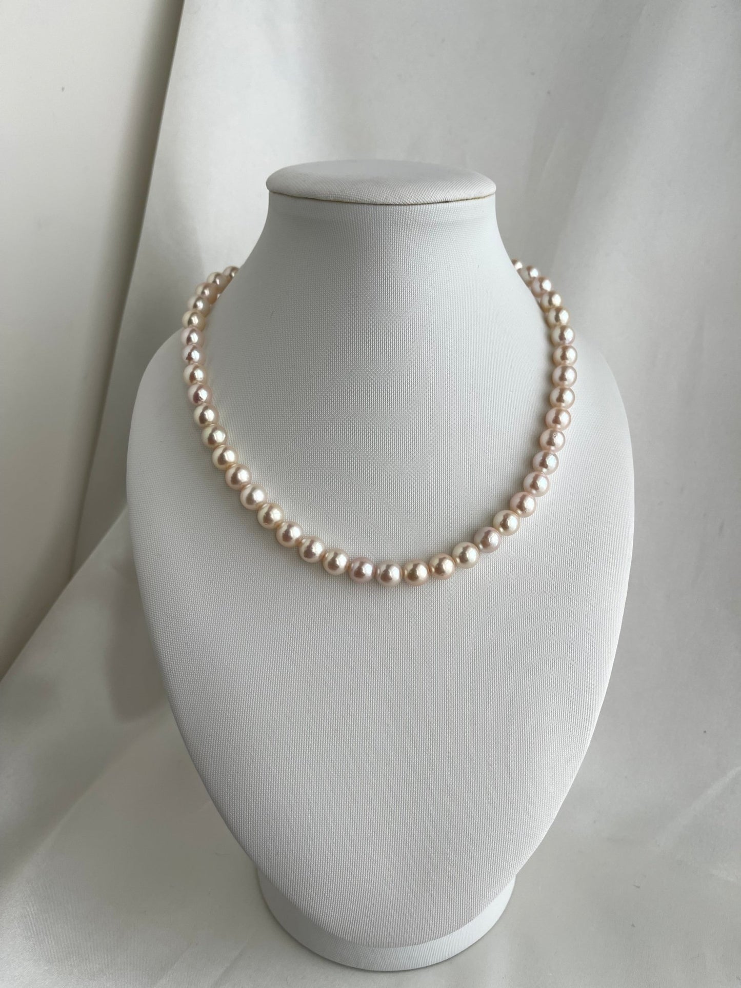 Only One in Stock | Rare Peach - Pink Tone 7.5mm Akoya Pearl Strand Necklace - KOKOPEARLJEWELRY - 1