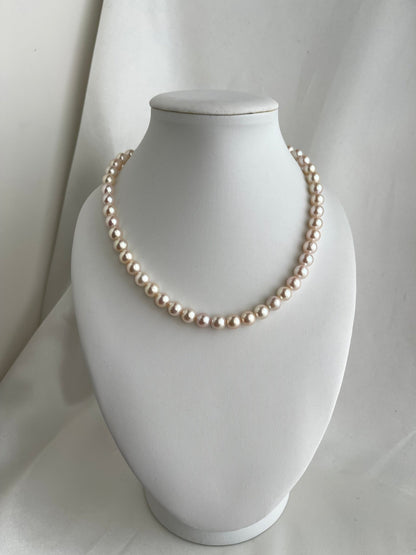 Only One in Stock | Rare Peach - Pink Tone 7.5mm Akoya Pearl Strand Necklace - KOKOPEARLJEWELRY - 1