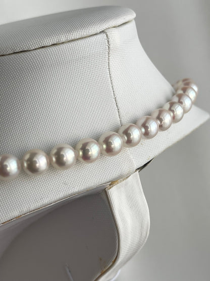 Mirror Like Luster Pinkish White 8mm Akoya Pearl Strand Necklace - KOKOPEARLJEWELRY - 10