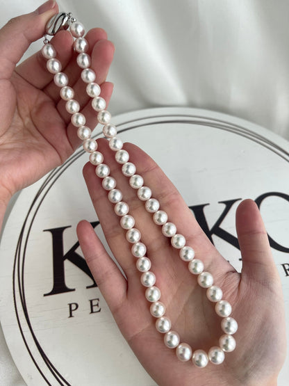 Only One in Stock | High Luster 7.5 - 8.5mm Akoya Pearl Strand Necklace - KOKOPEARLJEWELRY - 1