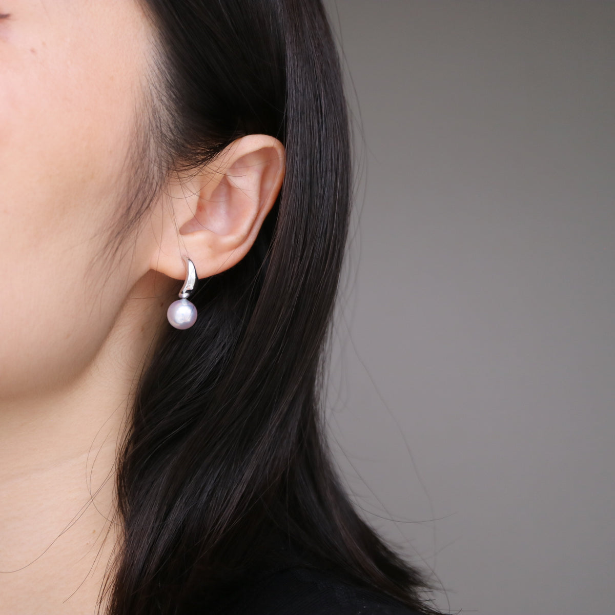 Rare Large 9mm Natural Silver Blue Akoya Pearl Drop Earrings K10 K18 White Gold
