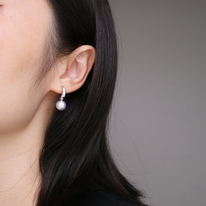 Rare Large 9mm Natural Silver Blue Akoya Pearl Drop Earrings K10 K18 White Gold
