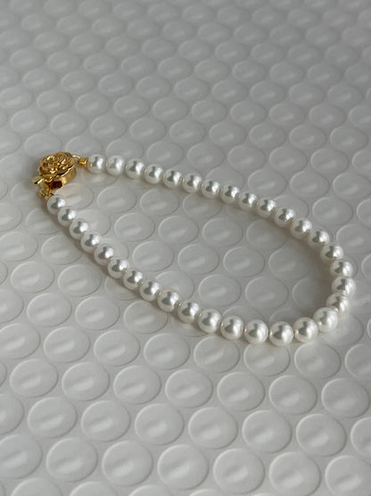 4.5mm Akoya Pearl Beaded Bracelet Rose Shaped Clasp - KOKOPEARLJEWELRY - 7