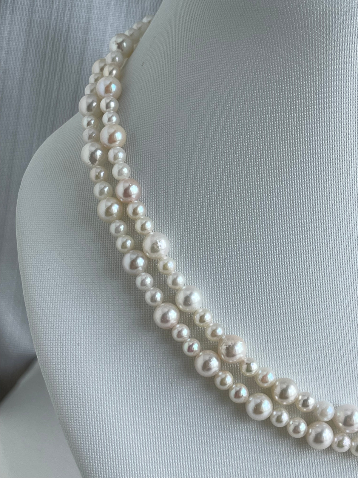80cm Gradient Size 4.5+6.5mm White Akoya Pearl Beads Necklace