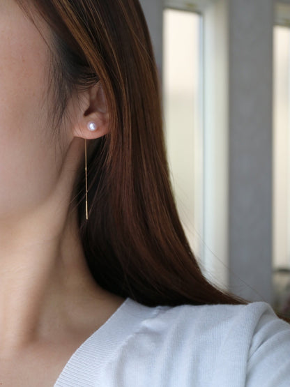 6.5mm Akoya Pearl Drop String Earrings 18K Yellow Gold - KOKOPEARLJEWELRY - 3
